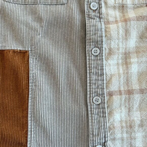 Patchwork Corduroy Shirt in Brown and Tan* - Picture 4 of 9